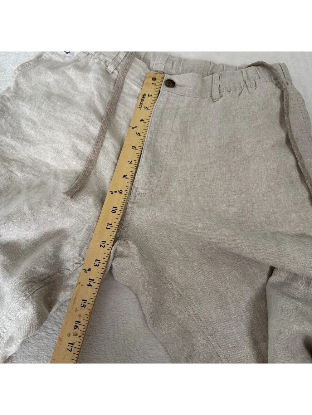 Caribbean Roundtree & Yorke Mens Linen Pants 36 Beige Straight Classic Fit NWT
